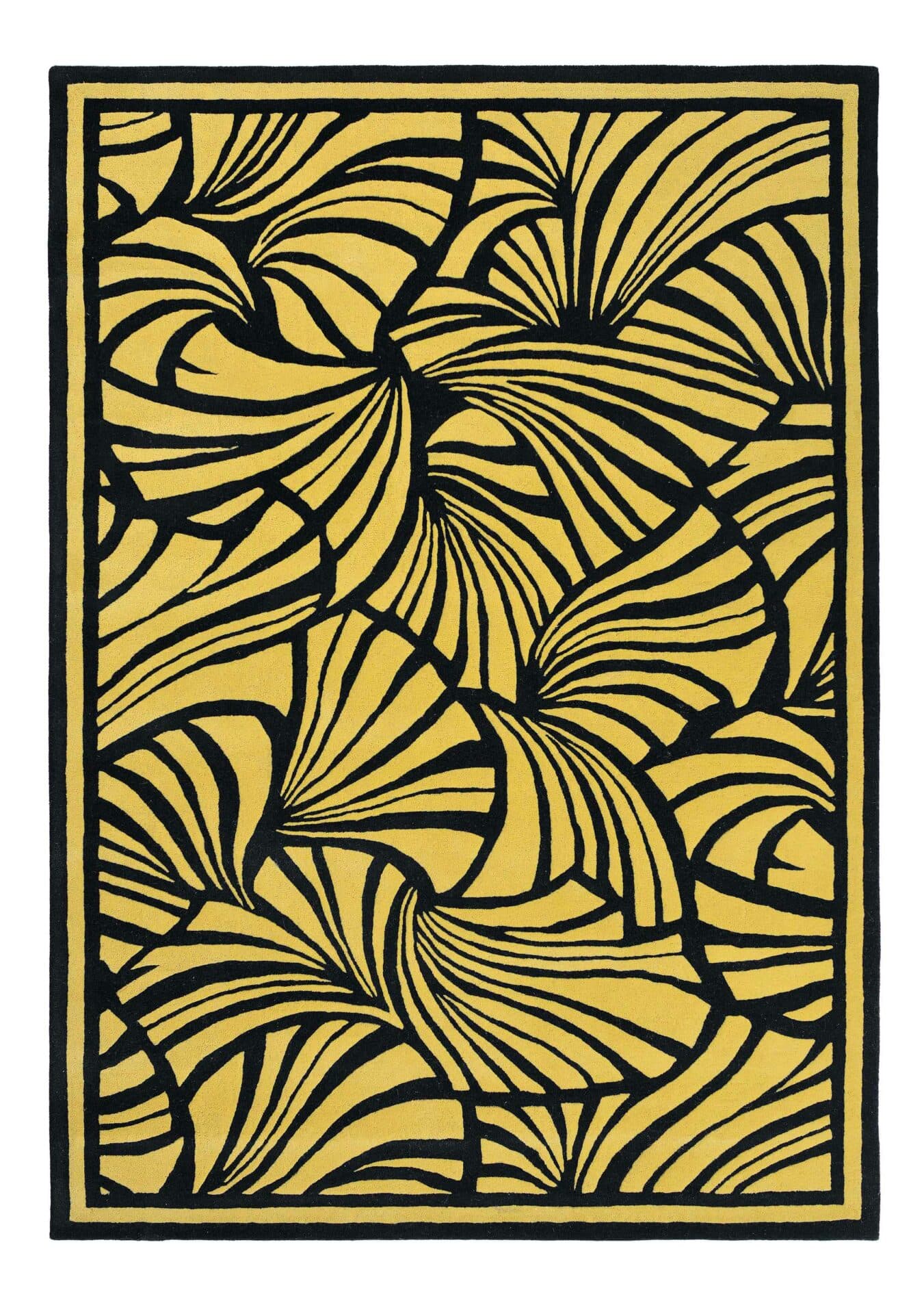 Rug Japanese Fans Gold 170x240 cm black, gold, wool, Florence Broadhurst