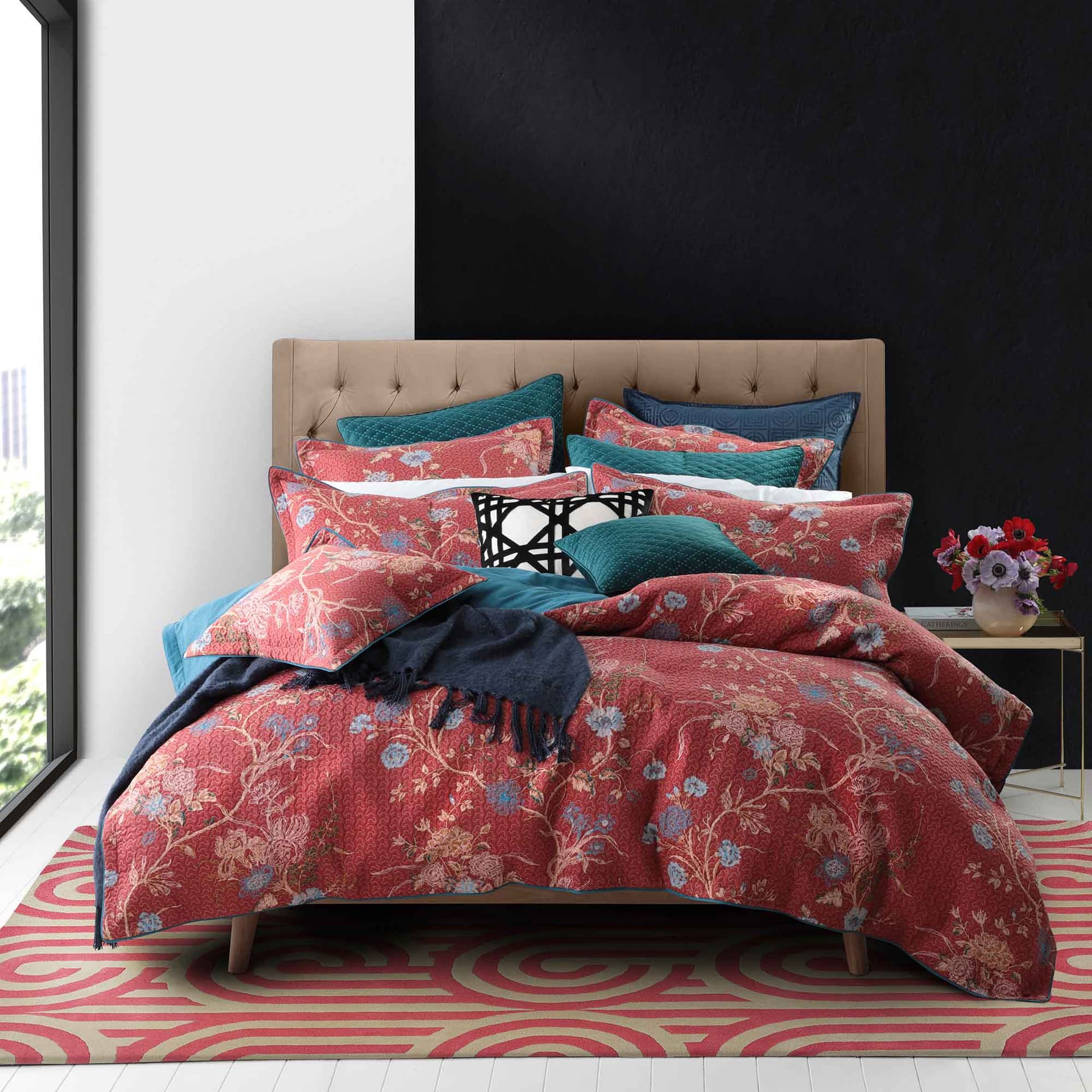 Rug Turnabouts Claret, red, beige, wool, Florence Broadhurst, 200x280 cm - 52921