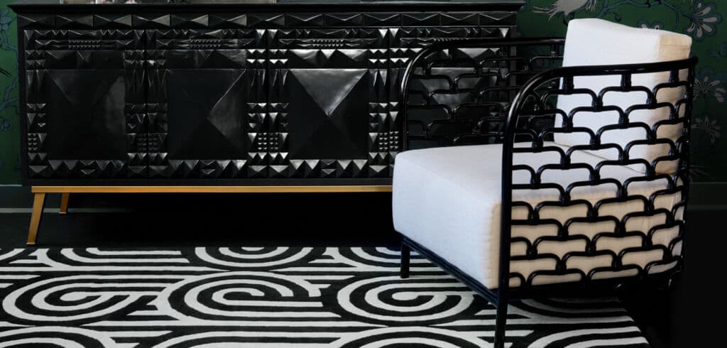 Rug Turnabouts Black 200x280 cm black, white, ivory, wool, Florence Broadhurst - 53011