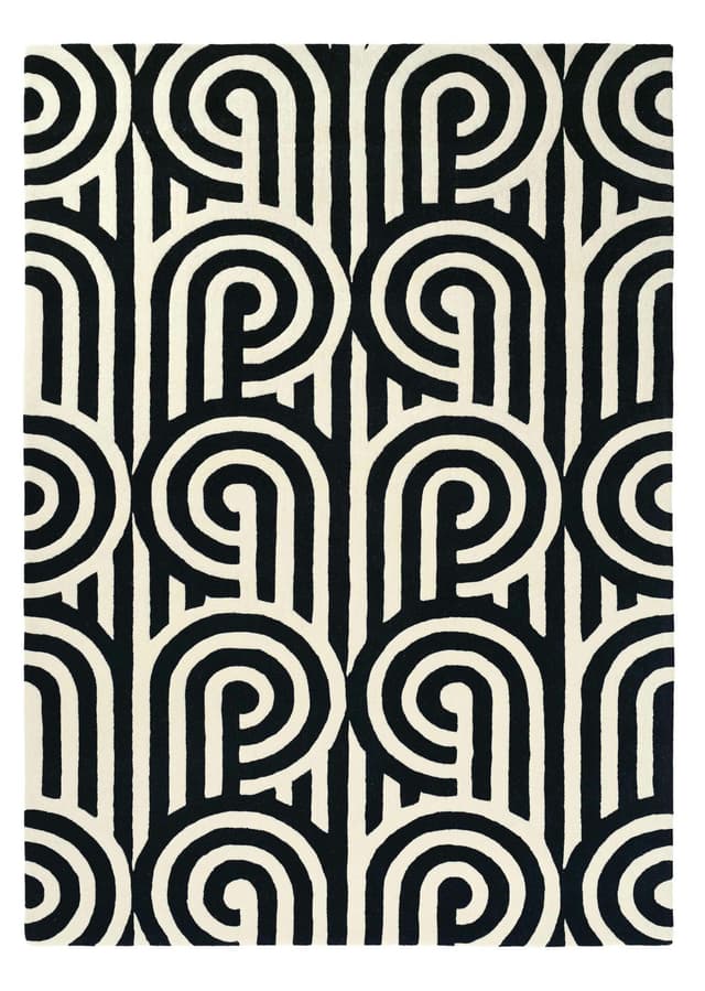 Rug Turnabouts Black 250x350 cm, black, white, wool, Florence Broadhurst - DIMENSION