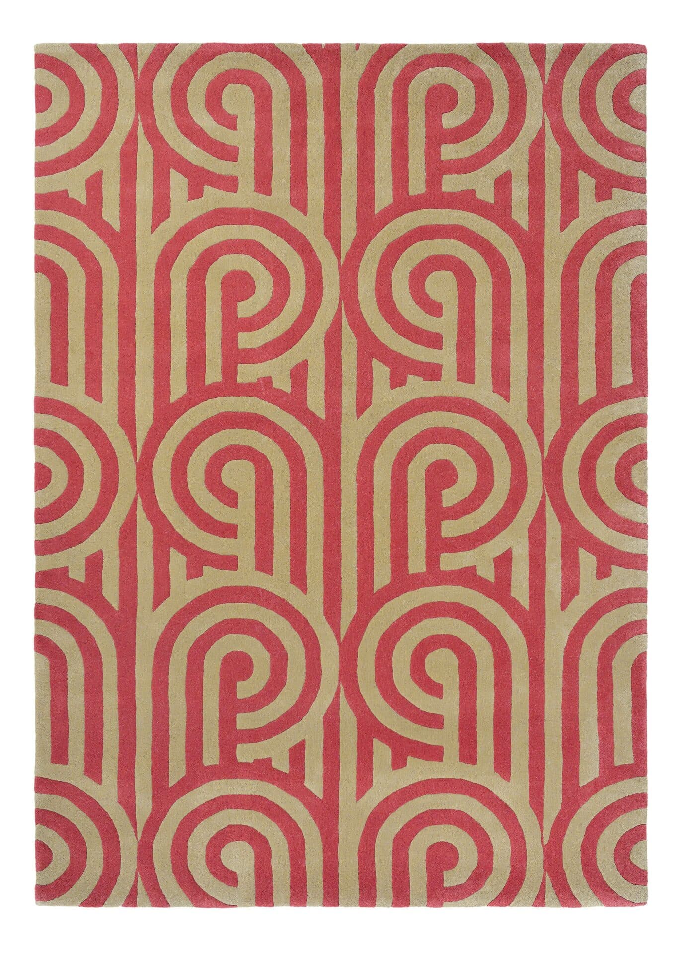Rug Turnabouts Claret, beige, red, wool, Florence Broadhurst, 120x180 cm