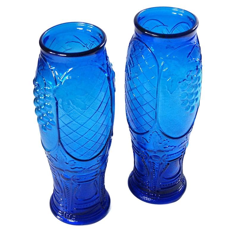 Niebieskie wazony ze szkła prasowanego, Rossini, Włochy, lata 60. - 5006