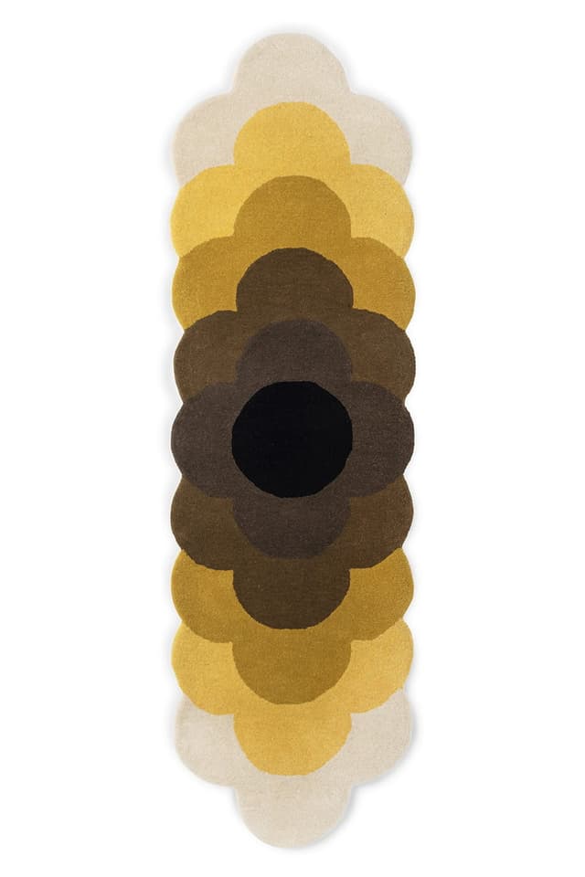 Dywan Optical Flower Dandelion, żółty, brązowy, czarny, beżowy, 67x230 cm, wełna, Orla Kiely - WYMIARY