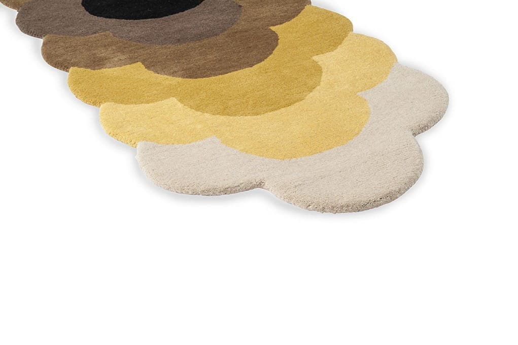 Dywan Optical Flower Dandelion, żółty, brązowy, czarny, beżowy, 67x230 cm, wełna, Orla Kiely - 55678