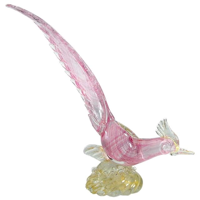 Różowy szklany ptak, Murano, Włochy, lata 60. - WYMIARY