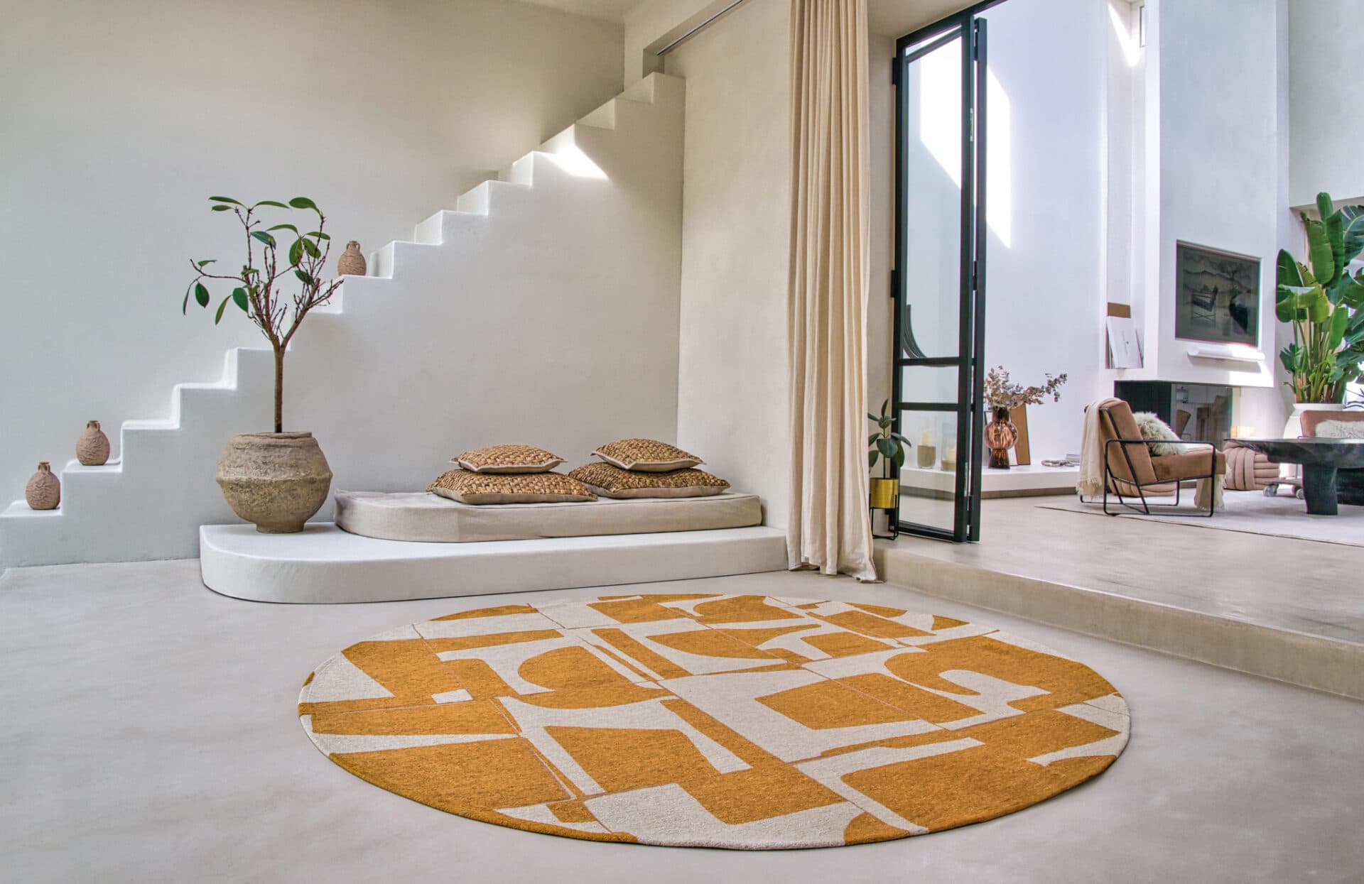 Round rug Papercut Curry Round 240x240 cm yellow, Louis De Poortere - 147749