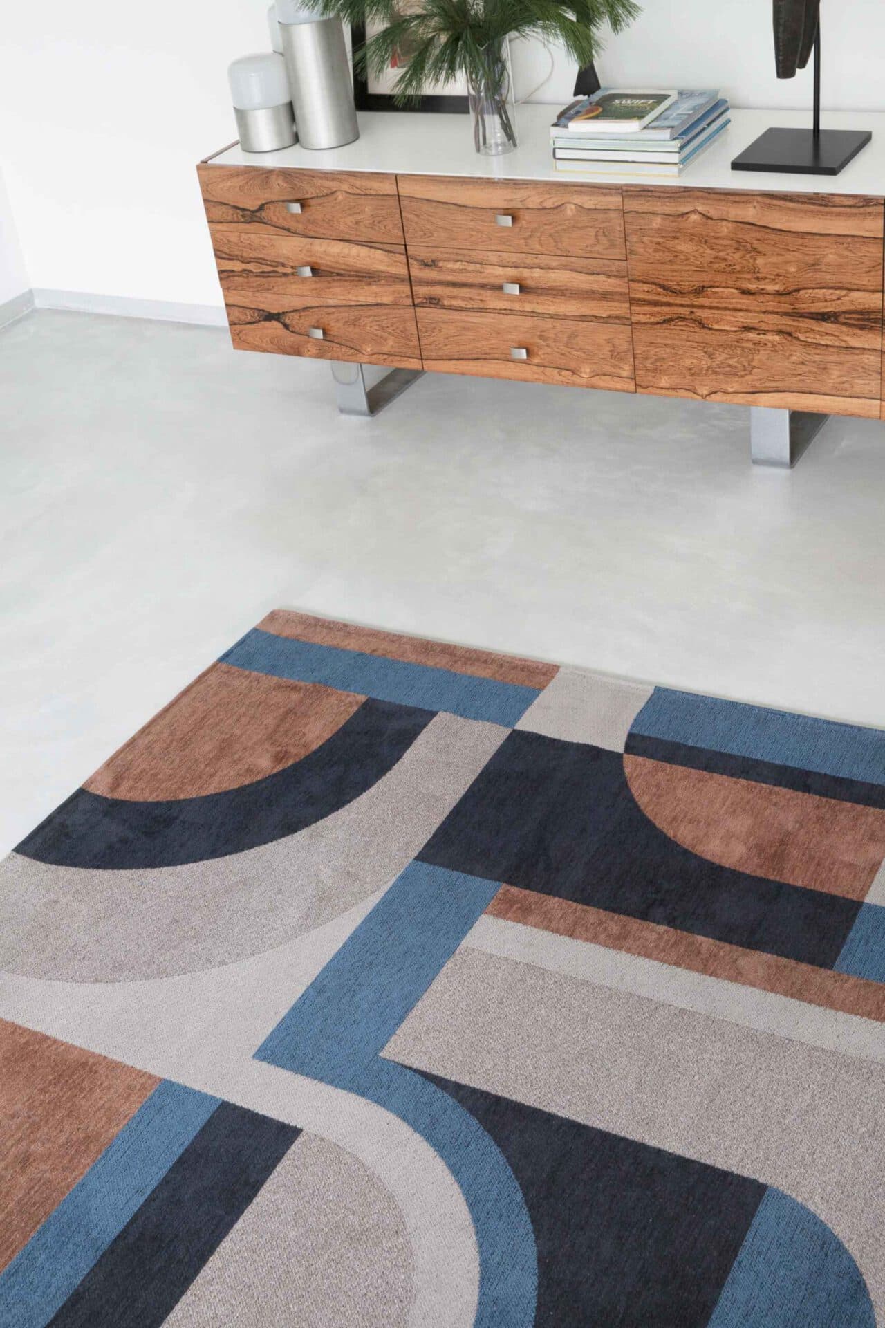 Rug Module Camel Blue 80x150 cm beige, blue, Louis De Poortere - 55033