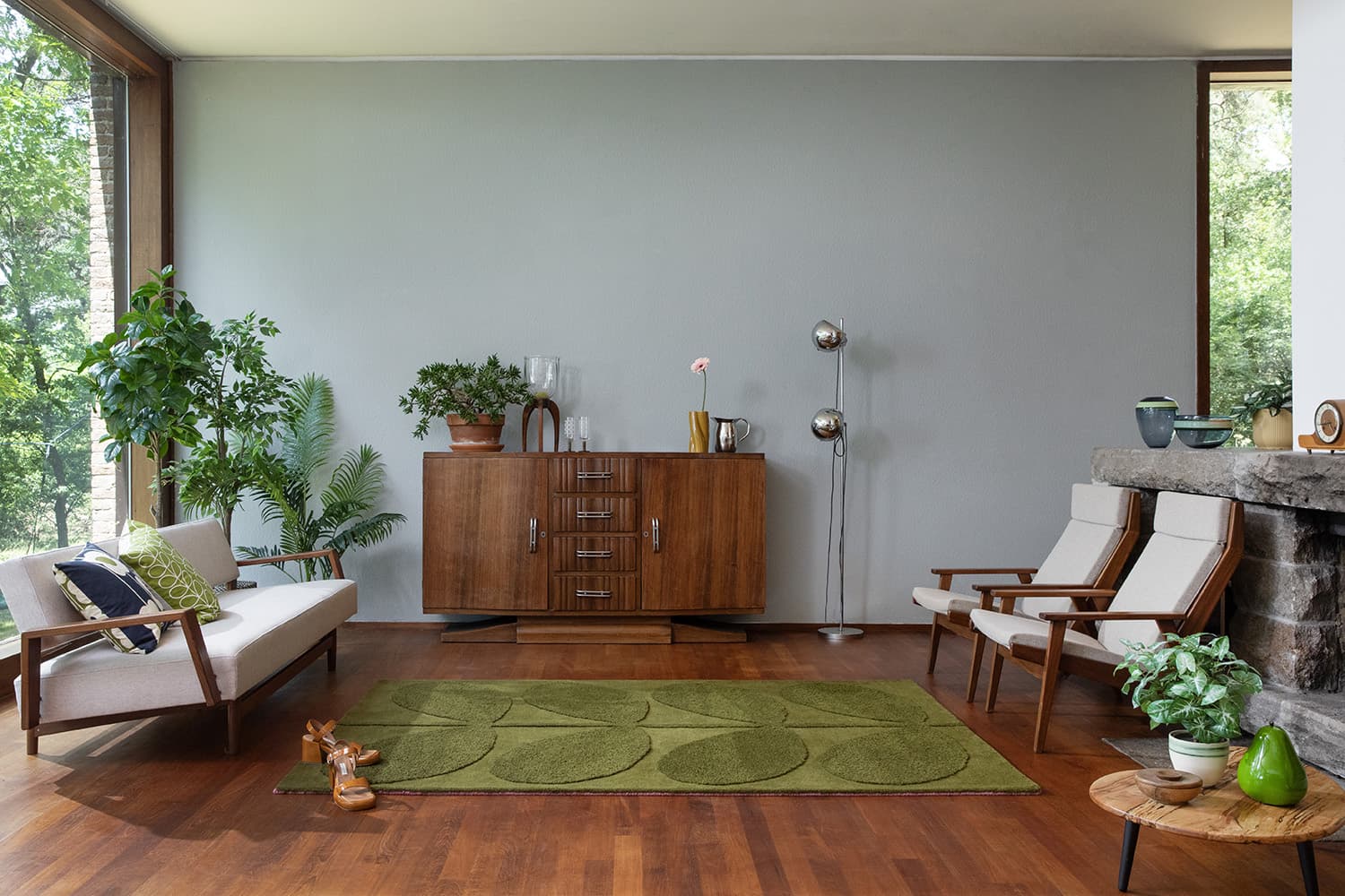 Dywan Solid Stem Fern 200x280 cm zielony, wełna, Orla Kiely - 54751