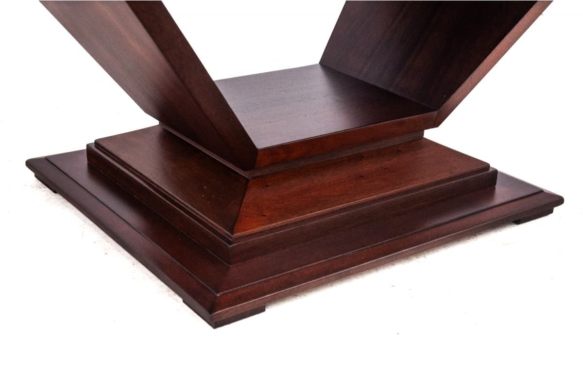 Orzechowy rozkładany stół z 6 krzesłami, proj. L. Majorelle, Francja, lata 60. - 49829