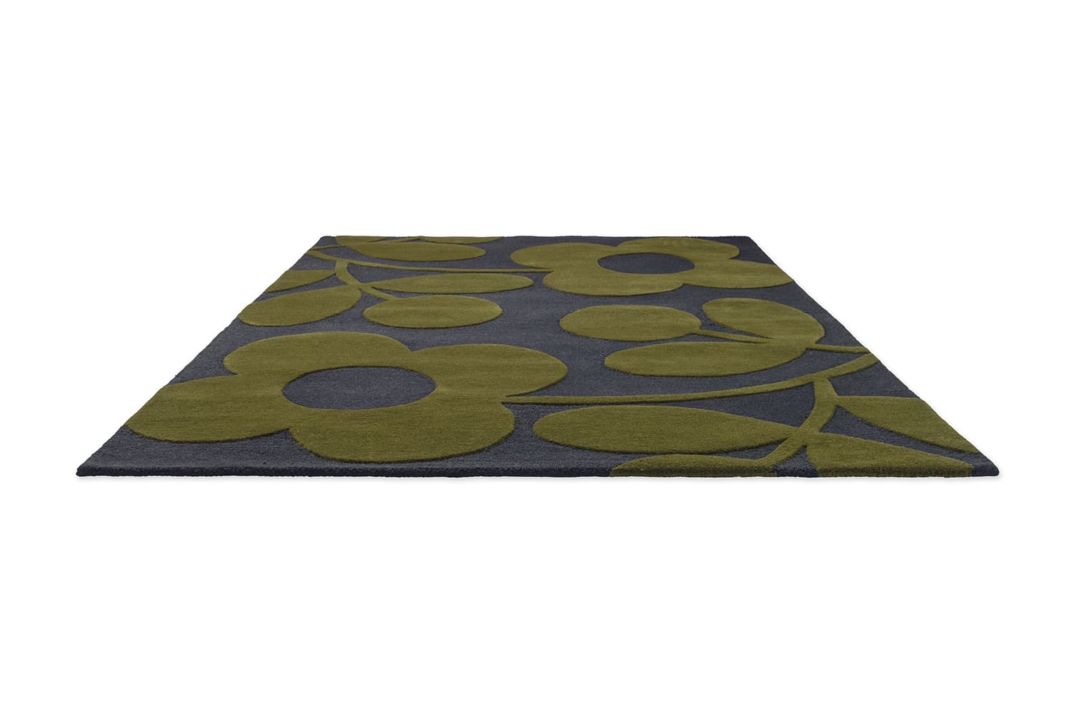 Rug SPRIG STEM MARINE 200x280 cm, navy blue, green, wool, Orla Kiely - 54719