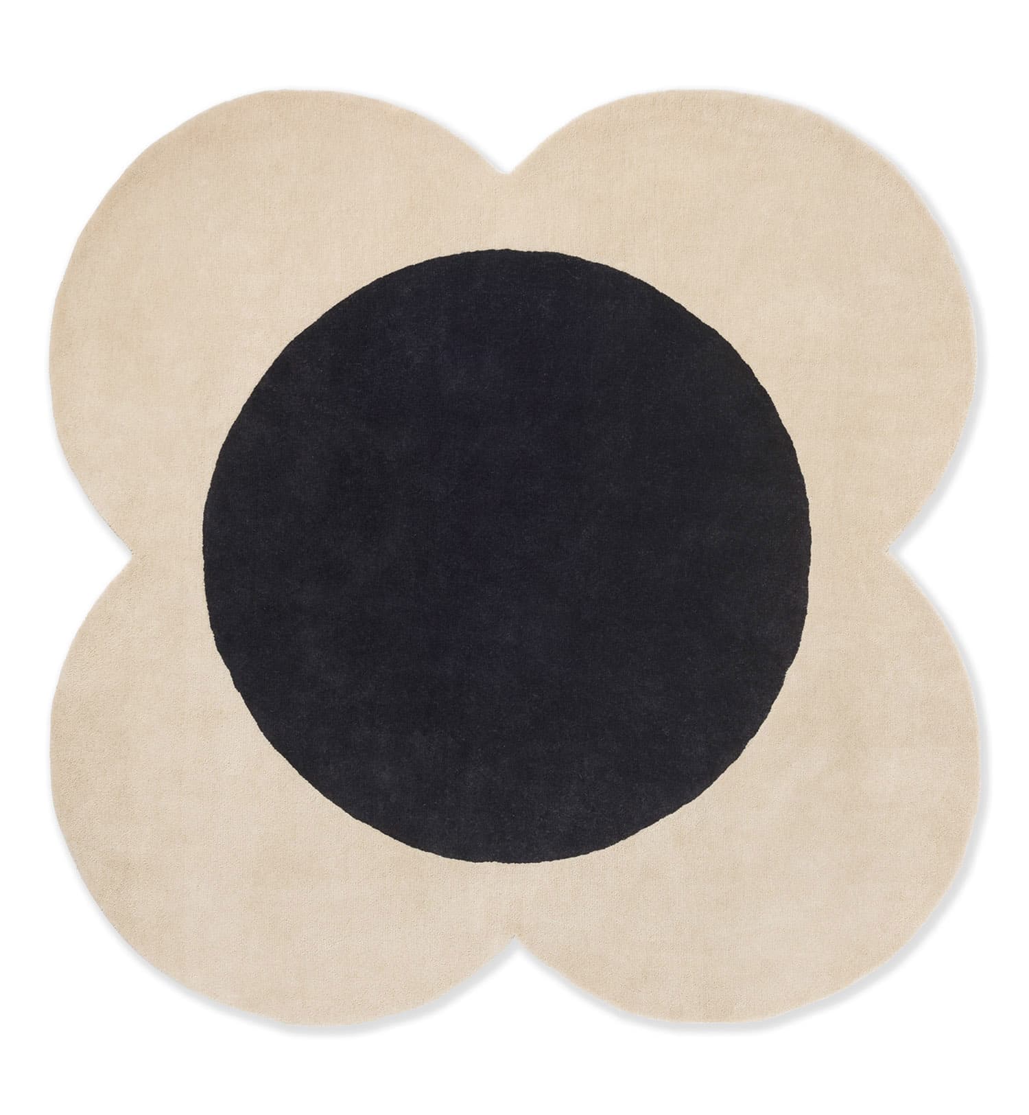 Rug Flower Spot Ecru/Black 200x200 cm, beige, black, wool, Orla Kiely