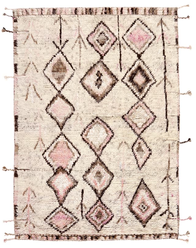 Dywan Tribe Ivory Pink 250x300 cm, beżowy, różowy, brązowy, wełna, Reza's - WYMIARY