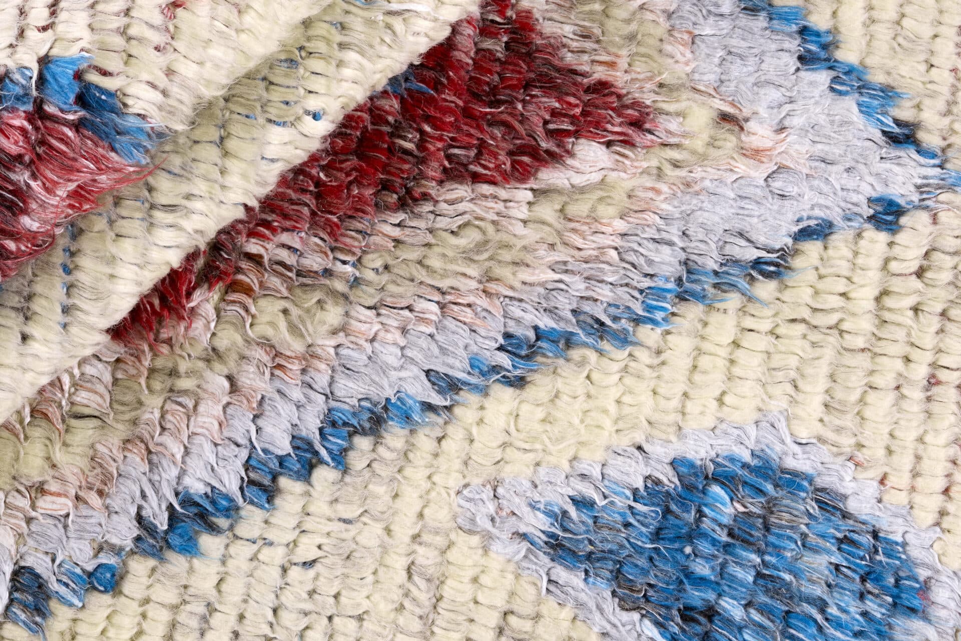 Dywan 170x240 cm, TRIBE IVORY RED, beżowy, czerwony, niebieski, wełna, Reza's - 54541