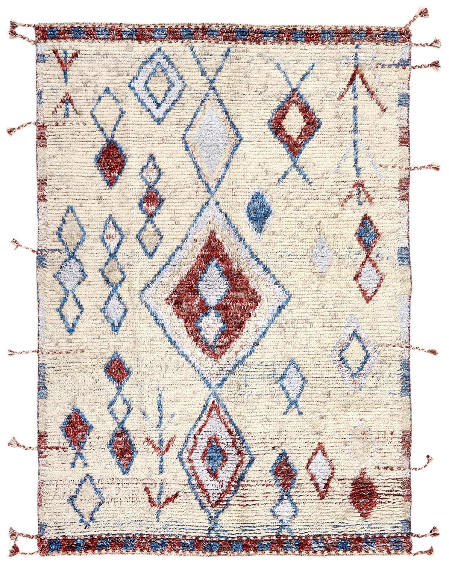 Dywan Tribe Ivory Red 250x300 cm, beżowy, czerwony, niebieski, wełna, Reza's
