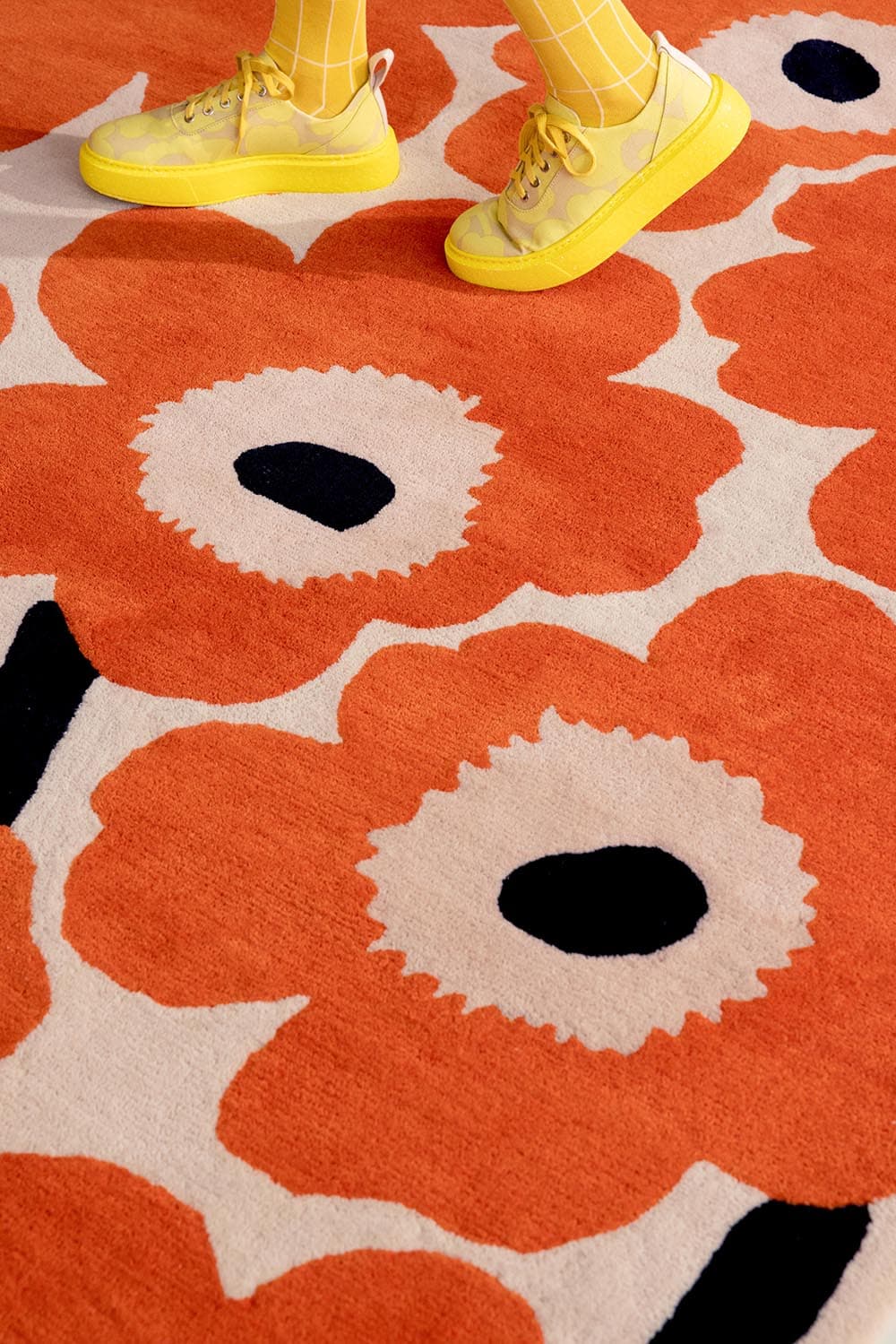 Rug Unikko Orange Red 250x350 cm, orange, beige, black, wool, Marimekko - 54397
