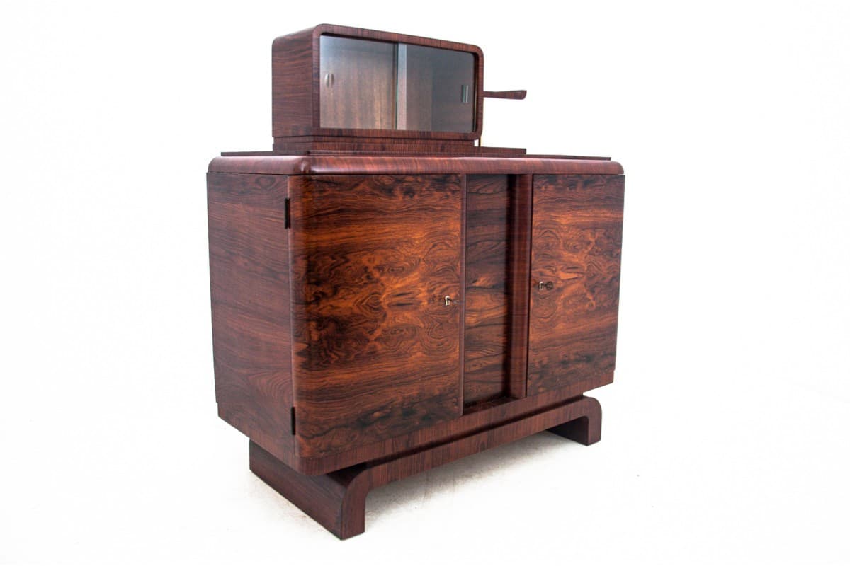 Ciemnobrązowa komoda-pomocnik Art Deco, Polska, lata 50. - 49922