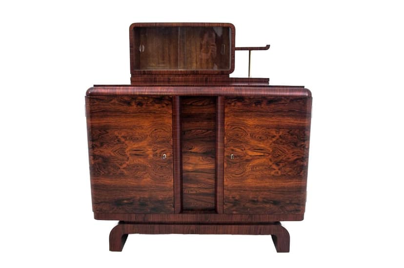 Ciemnobrązowa komoda-pomocnik Art Deco, Polska, lata 50.