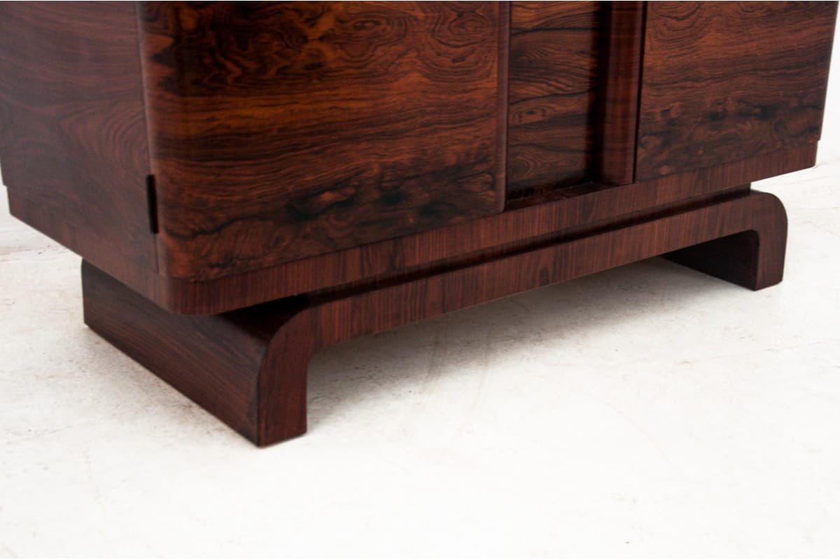 Ciemnobrązowa komoda-pomocnik Art Deco, Polska, lata 50. - 49931