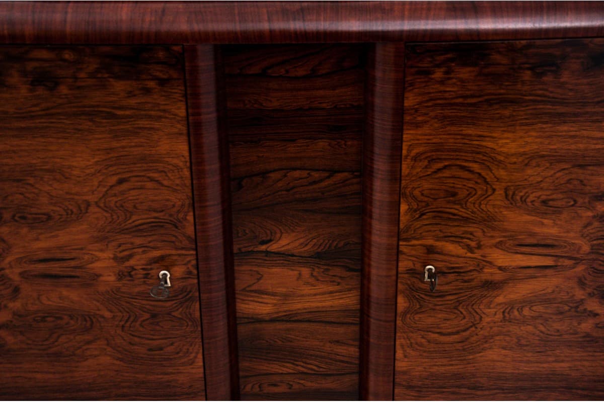 Ciemnobrązowa komoda-pomocnik Art Deco, Polska, lata 50. - 49929