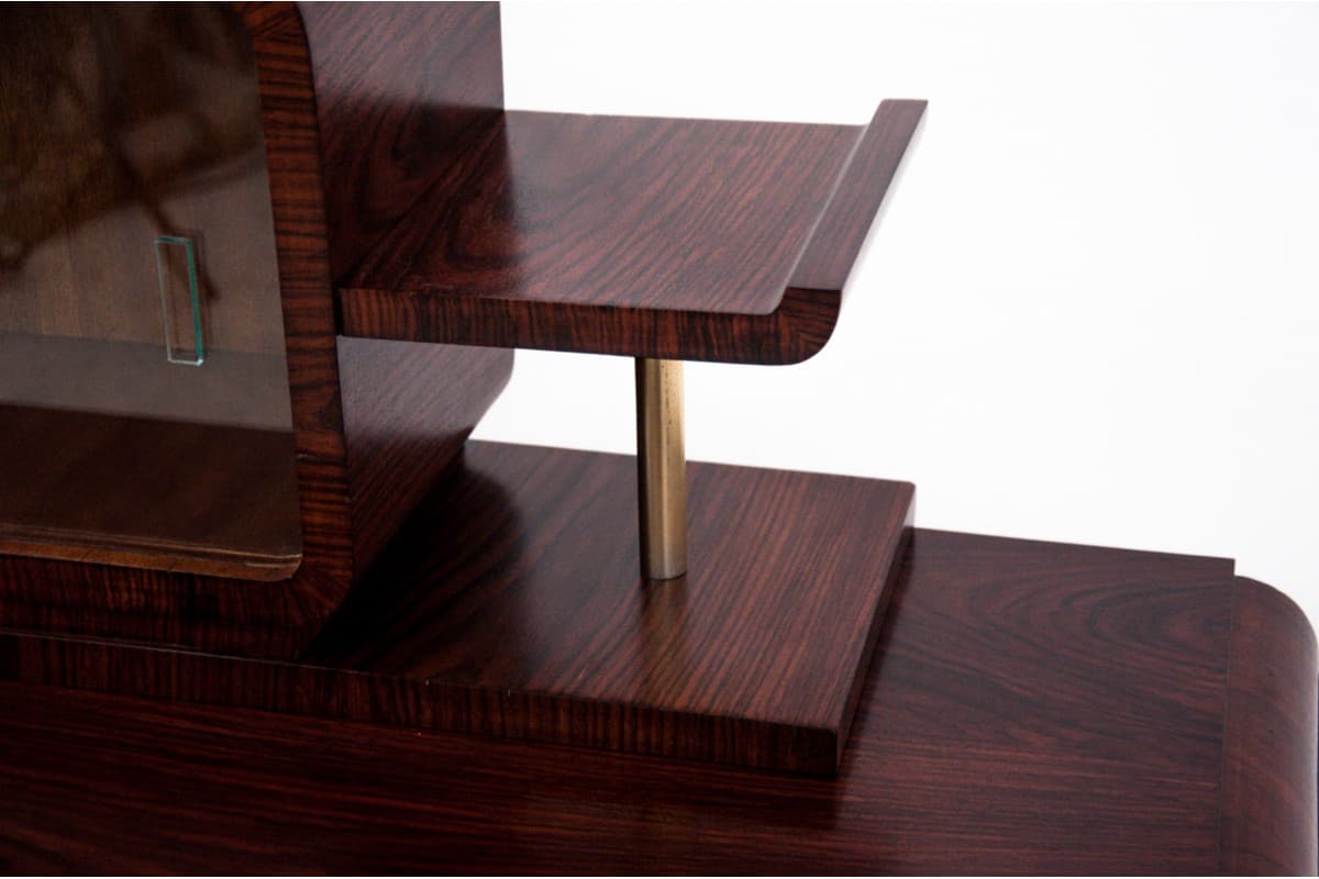 Ciemnobrązowa komoda-pomocnik Art Deco, Polska, lata 50. - 49925