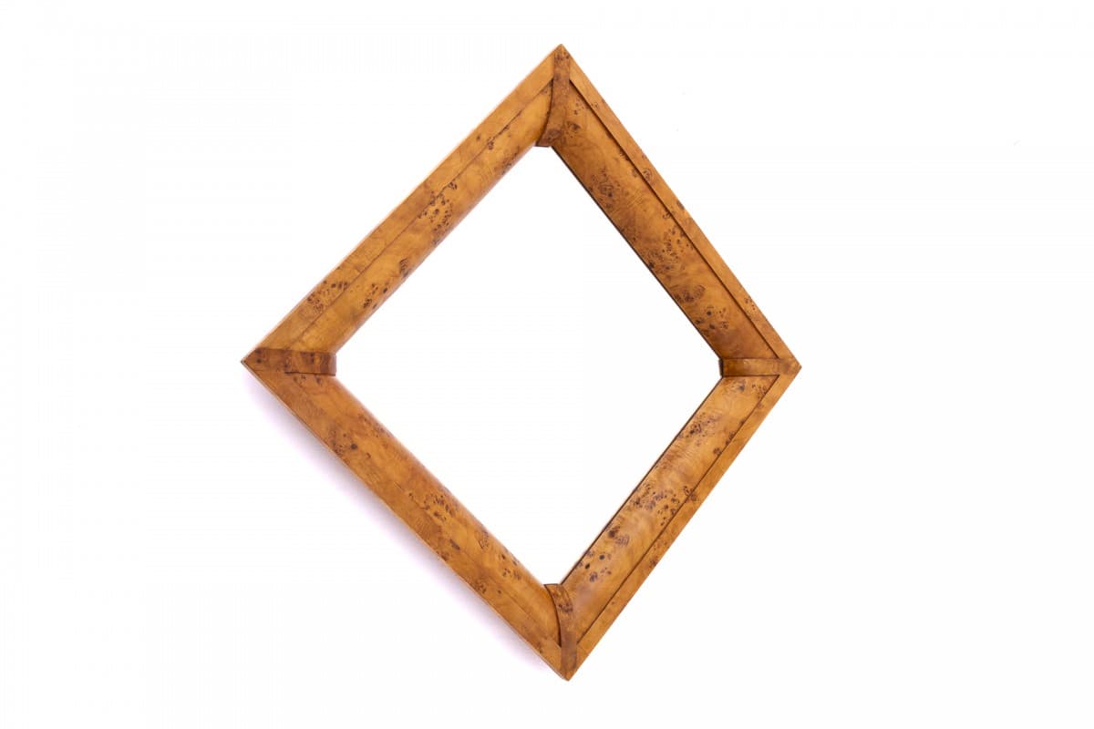 Burl Wood Art Deco Mirror, Poland, 1950s - 49534