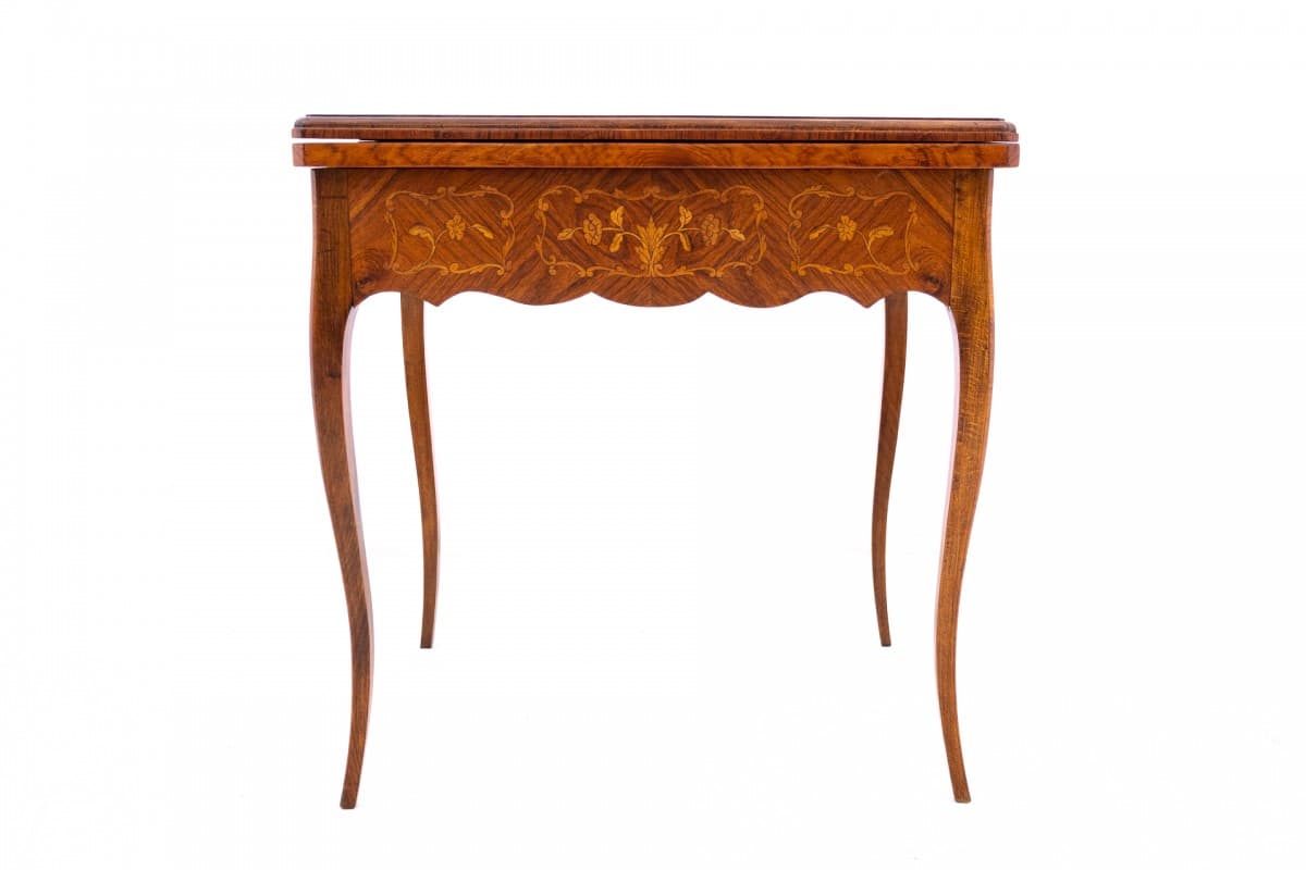 Orzechowy stolik karciak, Francja, lata 60. XIX wieku - 49948