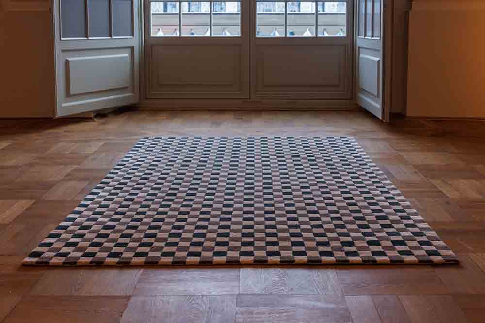 Dywan Flicker Dark Green Beige Brown 160x230 cm, proj. M. Fornal, zielony, beżowy, brązowy, wełna, wiskoza, Carpets & More - 53338