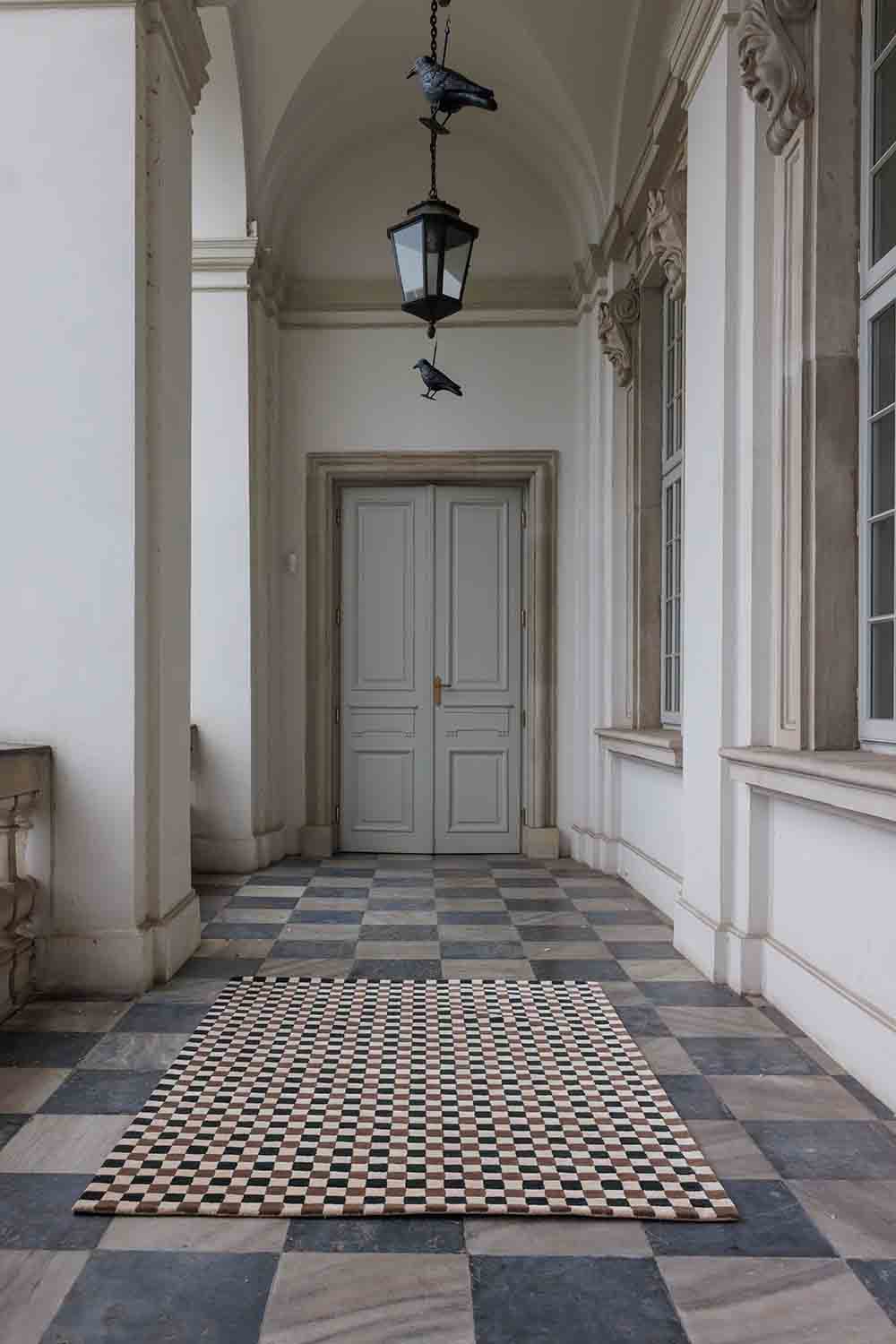 Dywan, FLICKER DARK GREEN BEIGE BROWN, proj. M. Fornal, zielony, beżowy, brązowy, wełna, wiskoza, 300x400 cm, Carpets & More - 53325