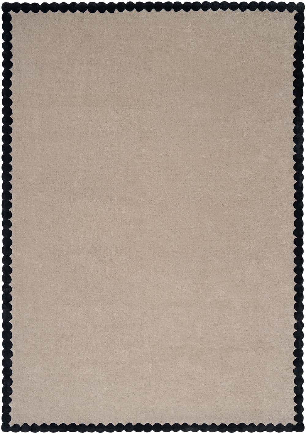 Rug LAILA BEIGE BLACK, beige, black, wool, viscose, 240x340 cm, Carpets & More