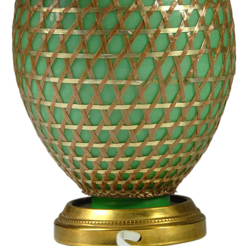 Zielona szklana lampa stołowa, Francja, lata 50. - 5160