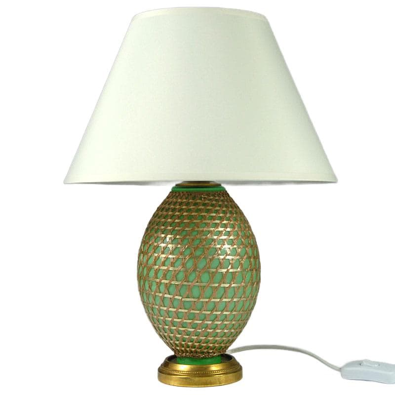 Zielona szklana lampa stołowa, Francja, lata 50. - 5155