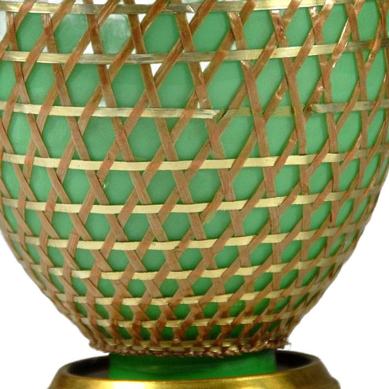 Zielona szklana lampa stołowa, Francja, lata 50. - 5161