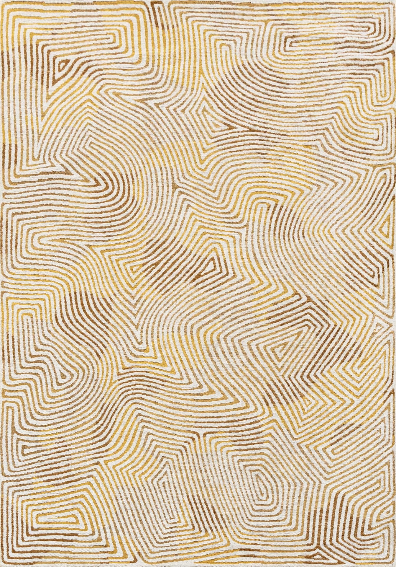 Dywan Coral Yellow Hippy, żółty, beżowy, 170x240 cm, Louis De Poortere
