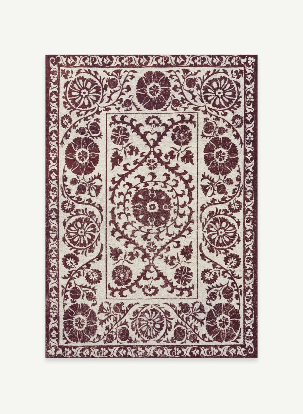 Rug, SUZANI ZEPHYR, beige, maroon, 280x390 cm, Louis De Poortere - 56810