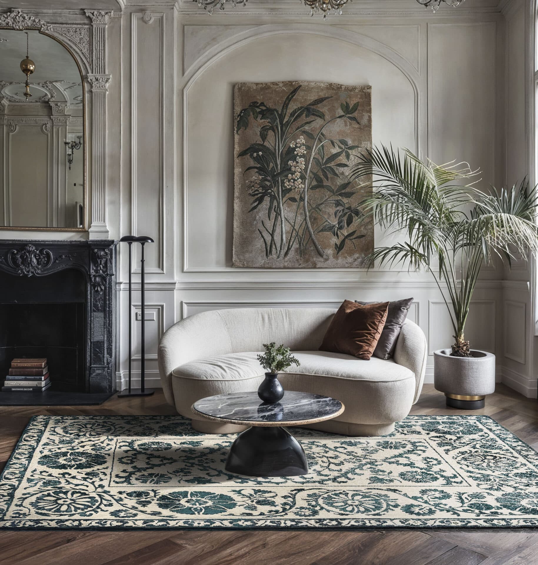 Dywan SUZANI NOTOS 9733, beżowy, turkusowy, 280x390 cm, Louis De Poortere - 56725