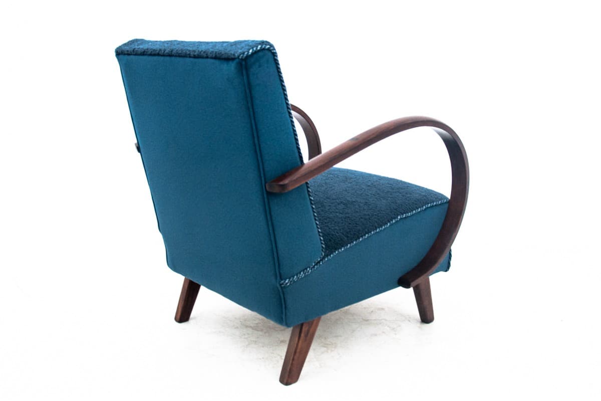 Navy Blue Art Deco Armchair, by J. Halabala, Czechoslovakia, 1930s - 49860