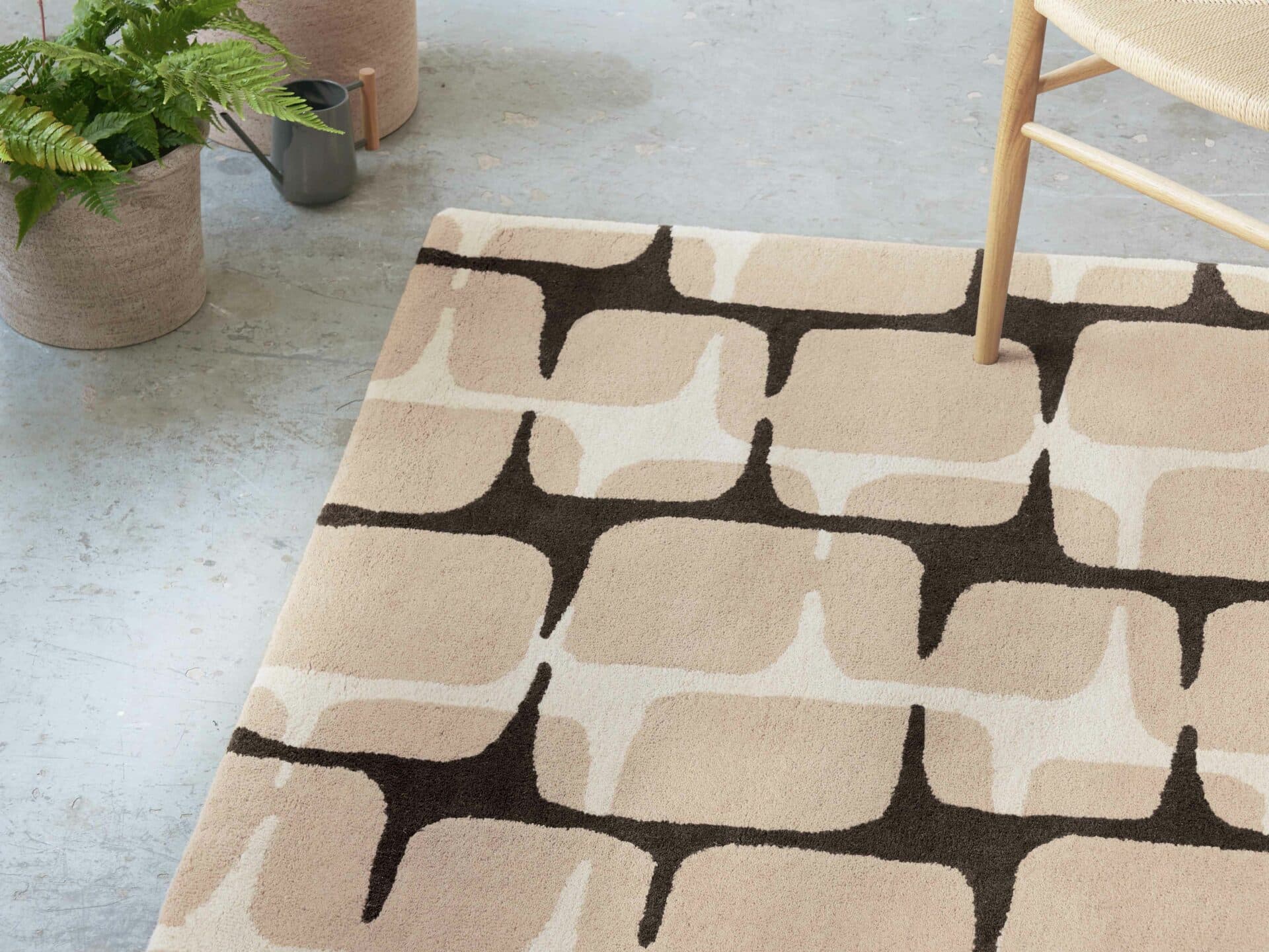 Rug GOING LOHKO DUSK 250x350 cm, beige, black, pink, wool, Scion Living - 56301