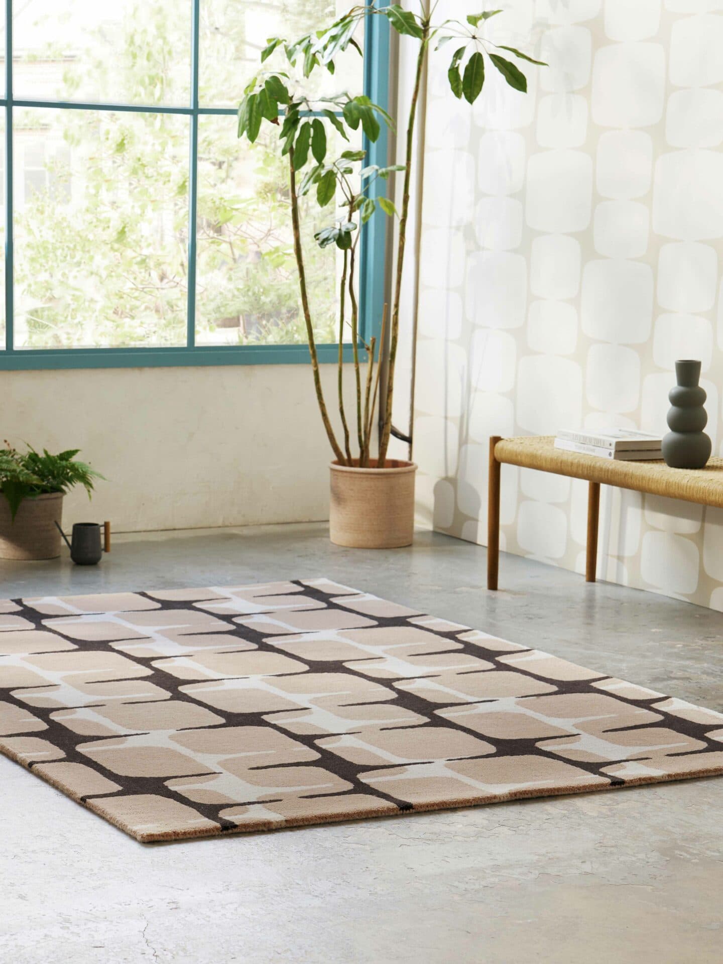 Rug Going Lohko Dusk 200x280 cm, beige, black, pink, wool, Scion Living - 56268