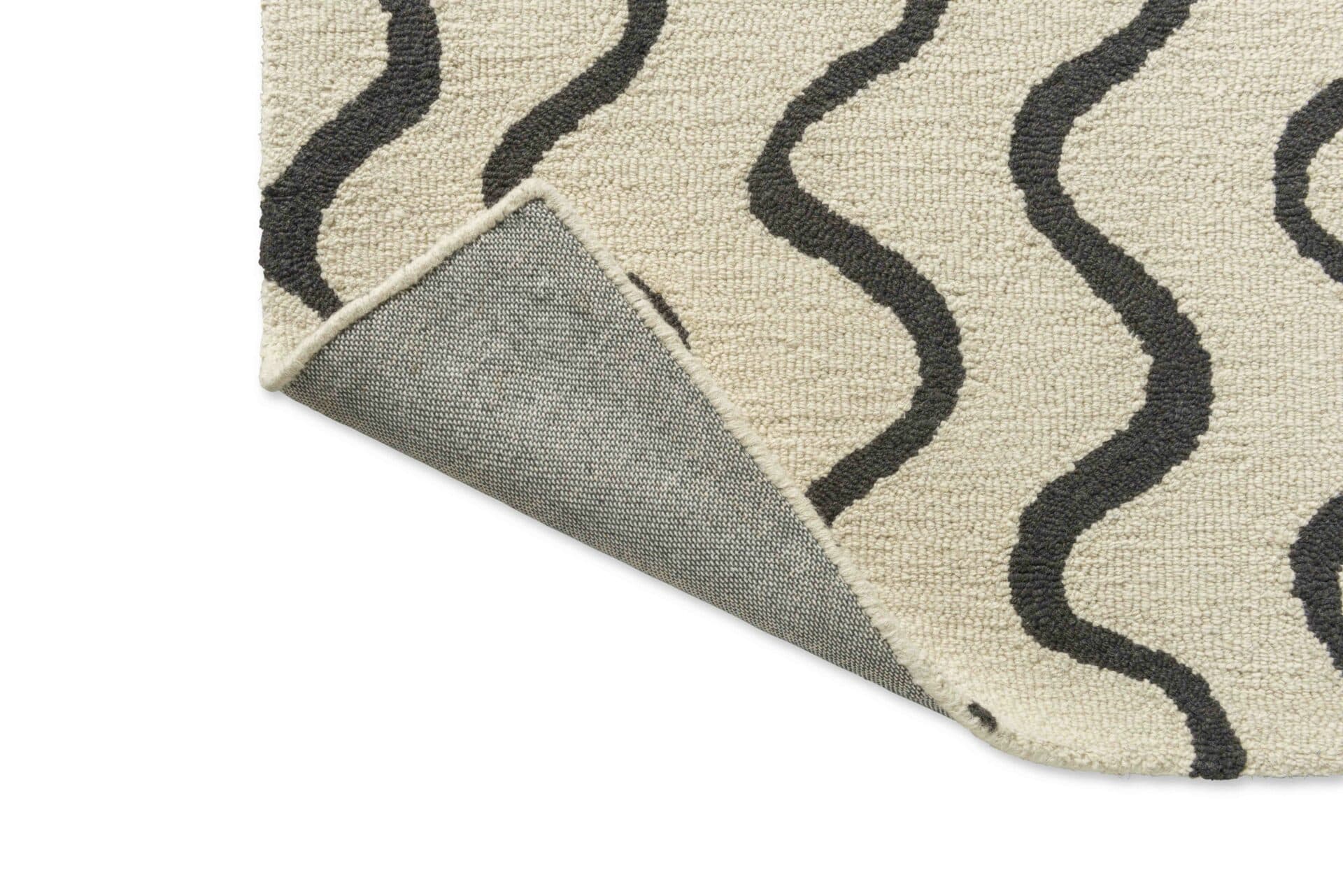 Rug Ribbon Charcoal 200x280 cm, beige, black, wool, Scion Living - 56252