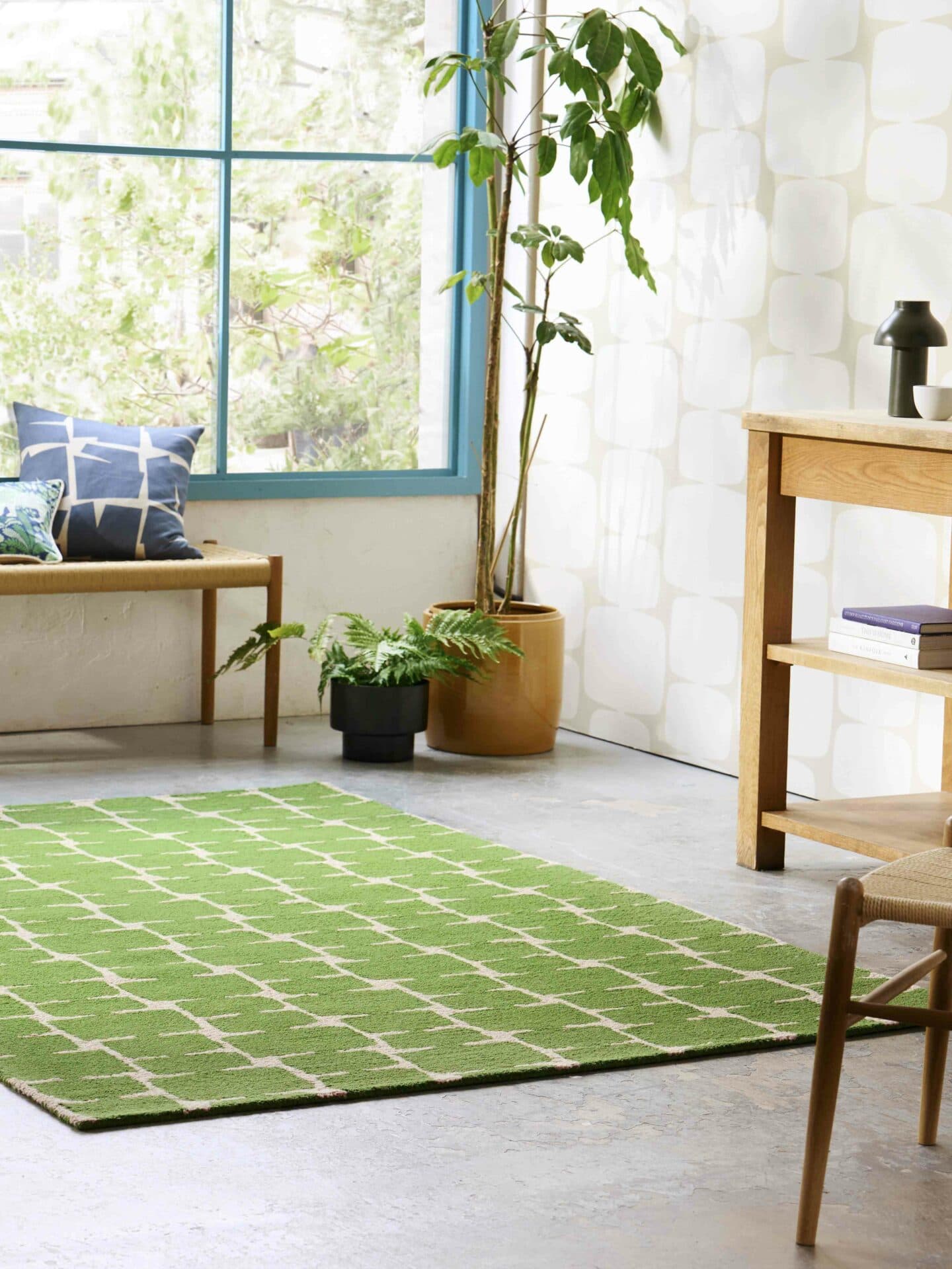 Rug LITTLE LOHKO JUNIPER 200x280 cm, green, wool, Scion Living - 56104