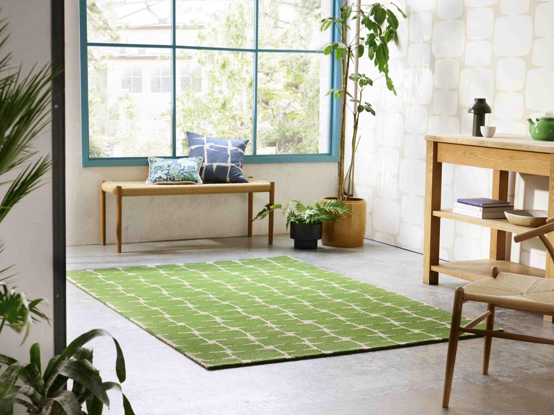 Rug LITTLE LOHKO JUNIPER, green, wool, 120x180 cm, Scion Living - 56049