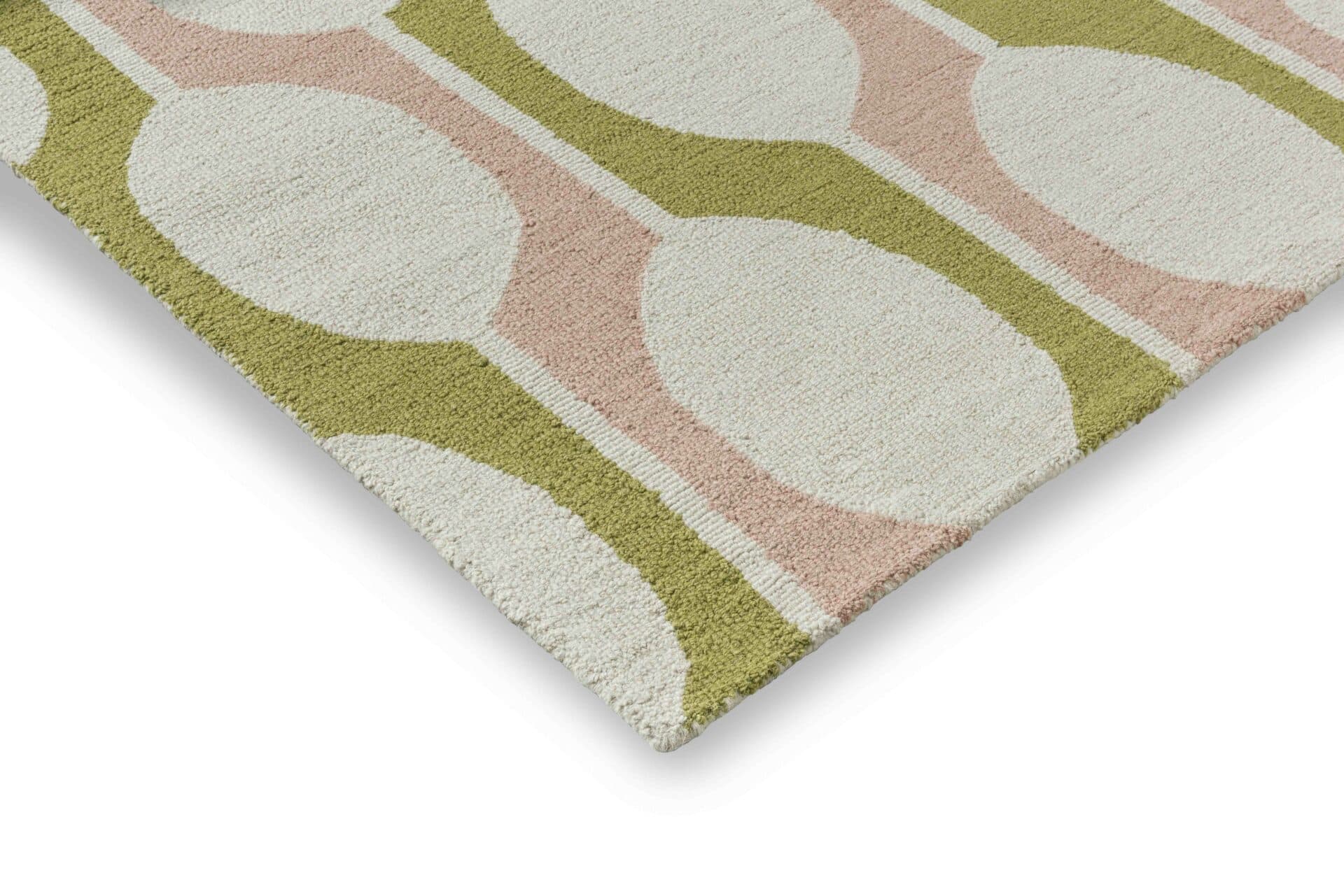 Rug Billow Lichen 250x350 cm ivory white, olive, pink, wool, Scion Living - 56045