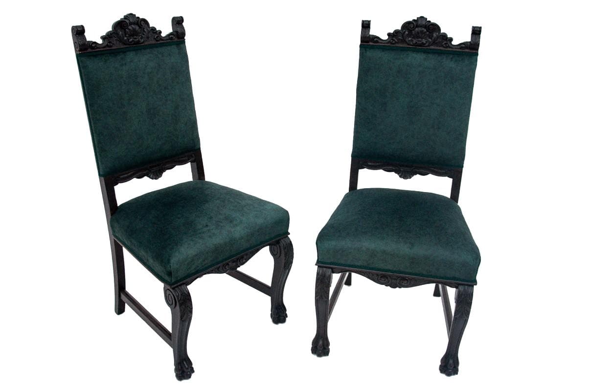 Oak Chairs with Lion's Paw Feet, Western Europe, 1920s