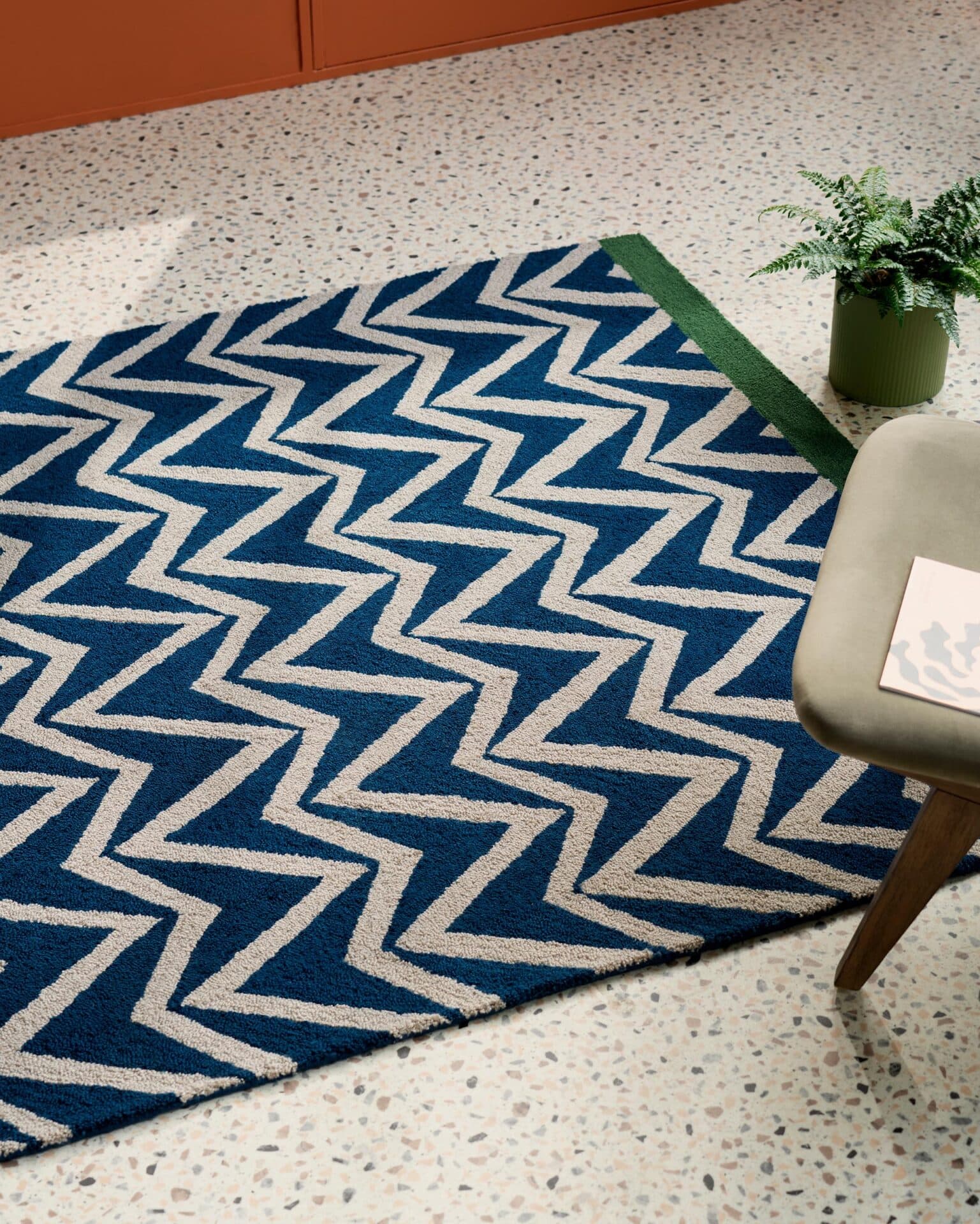 Outdoor rug Dhurrie blue, navy blue, green, Scion Living - 57072
