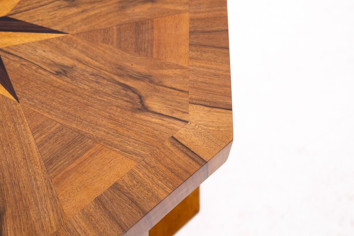 Brown Round Art Deco Table, Poland, 1950s - 50251