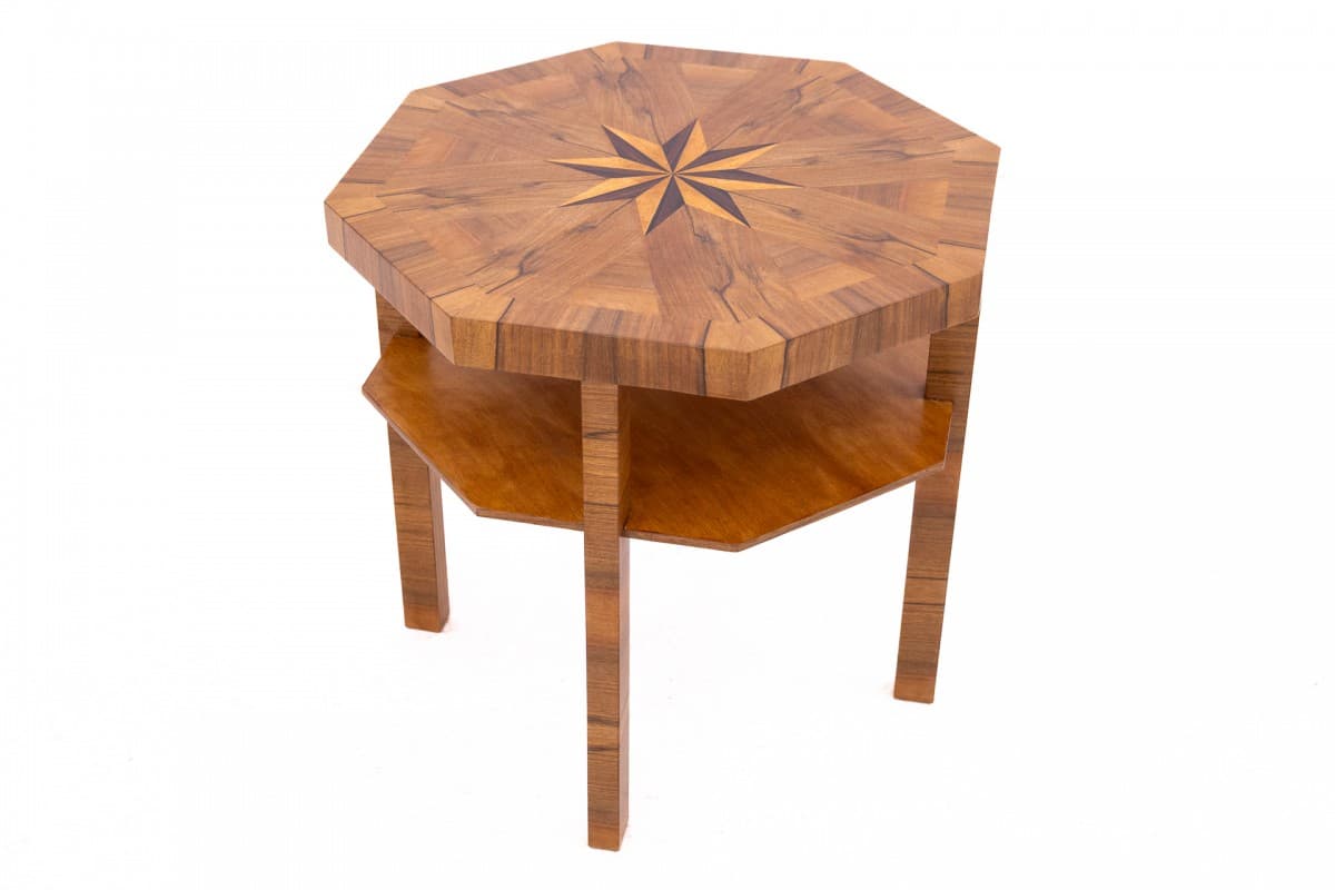 Brown Round Art Deco Table, Poland, 1950s - 50247