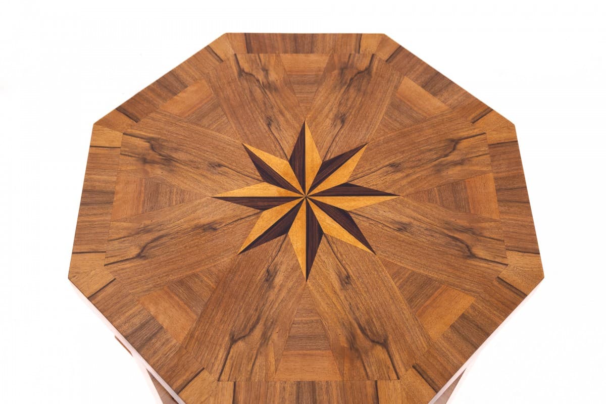 Brown Round Art Deco Table, Poland, 1950s - 50249