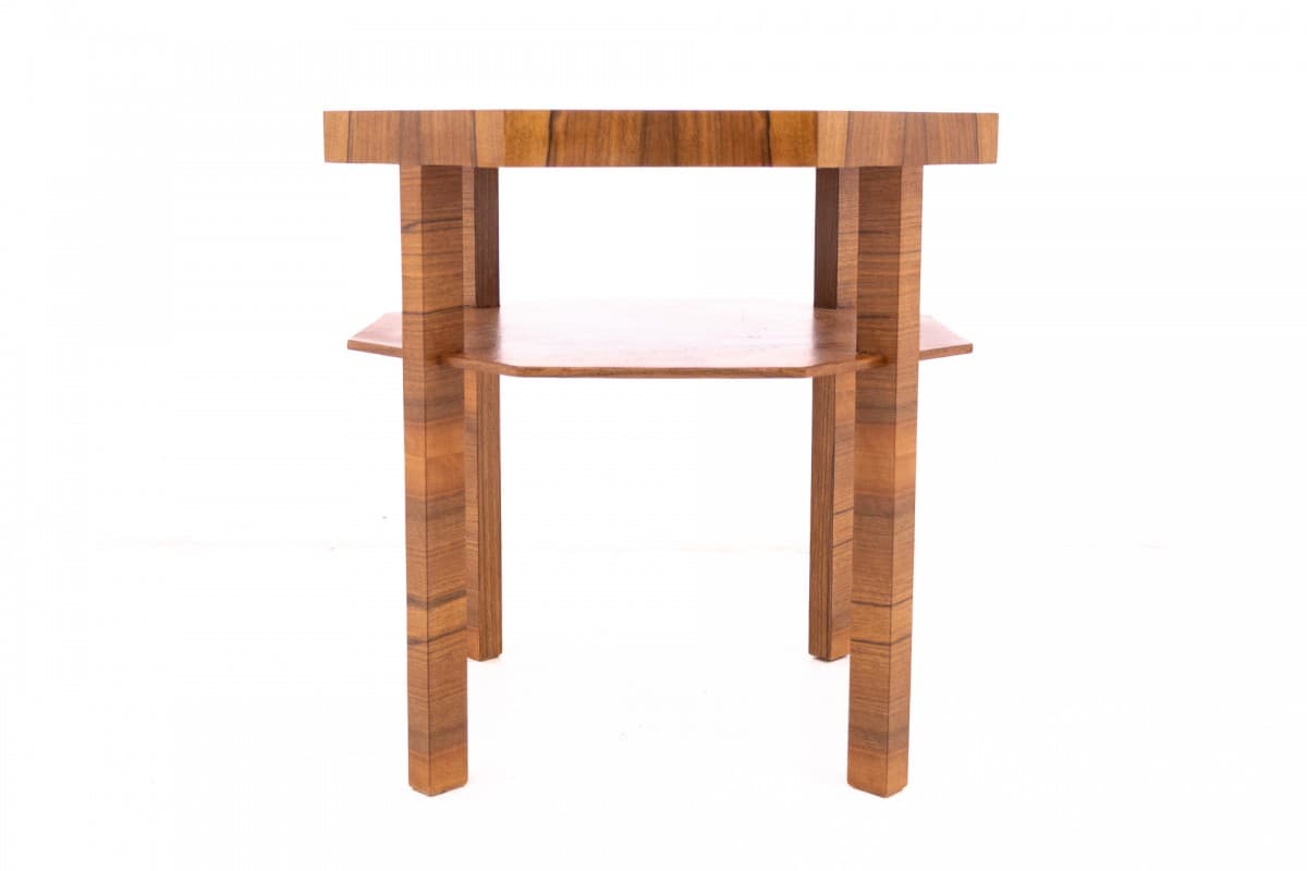 Brown Round Art Deco Table, Poland, 1950s - 50248