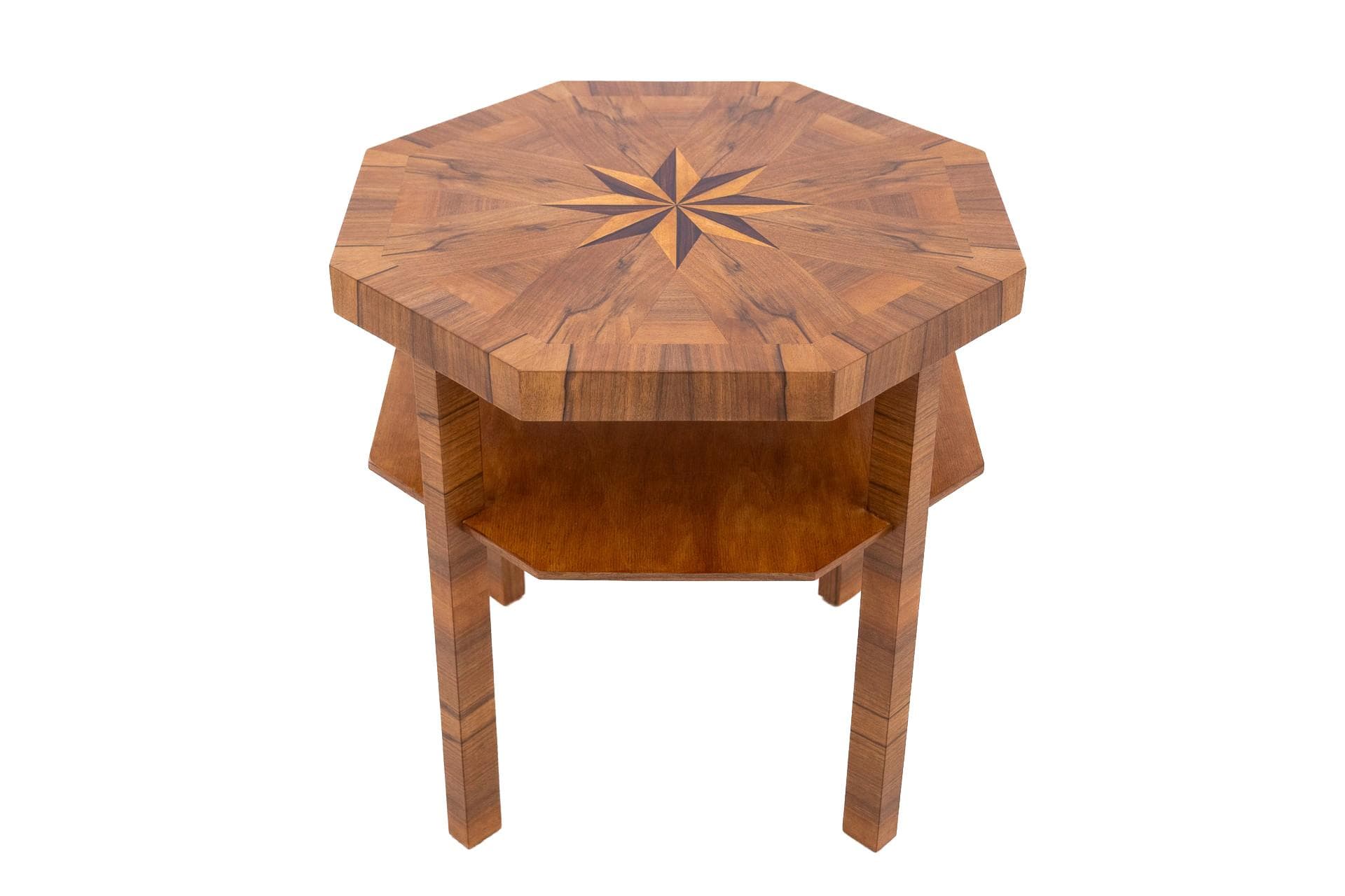 Brown Round Art Deco Table, Poland, 1950s