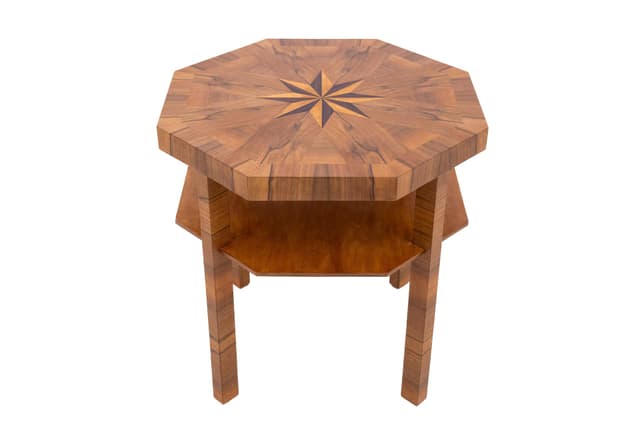 Brown Round Art Deco Table, Poland, 1950s - DIMENSION